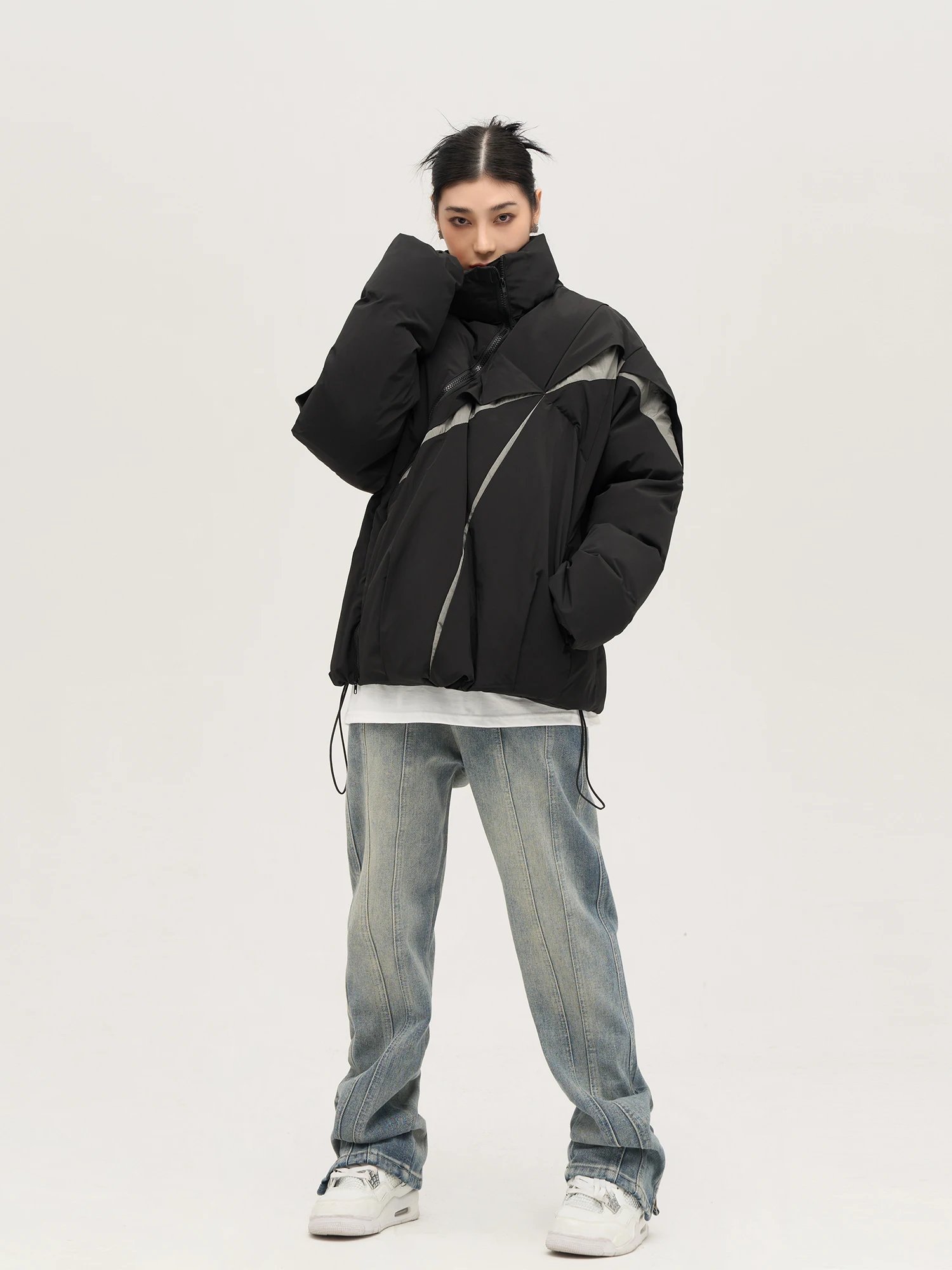 American Style Thickened Cotton Jacket Men's Winter Coat Trendy Design Casual Wear Waterproof Zipper Loose Fit Youth 