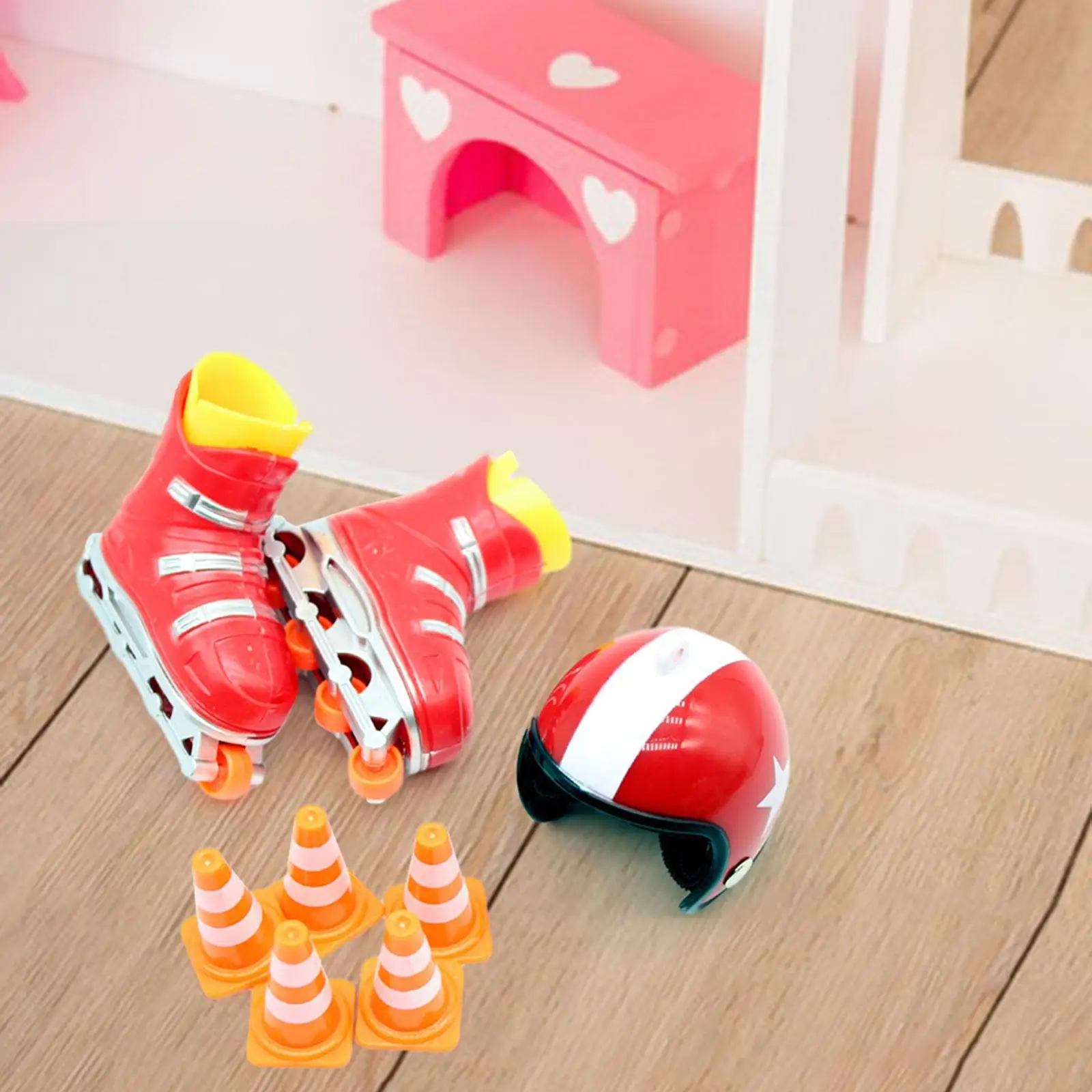 5x Miniature Skating Set with Protective Gear for Dollhouse Decor