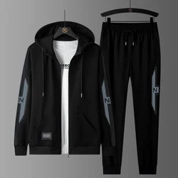 Tracksuit Jacket Suit Men's Trousers Loose Cardigan Stitching Casual Trend Hooded Sweater Sports Suit Male Large Size L-8XL