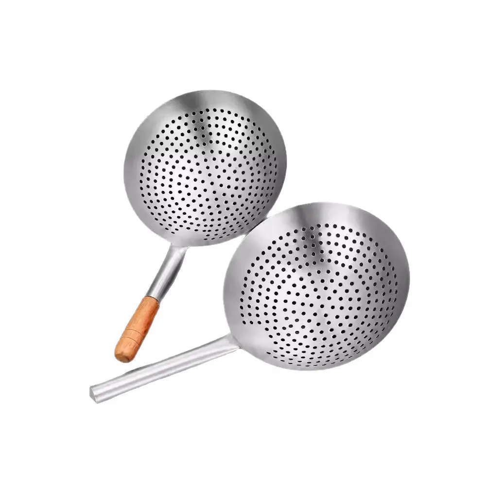 Premium Premium 304 Stainless Steel Kitchen Skimmer Large Mesh Strainer Commercial Grade Cooking Tool For Draining Oil And Noodles - Aliexpress Deal
