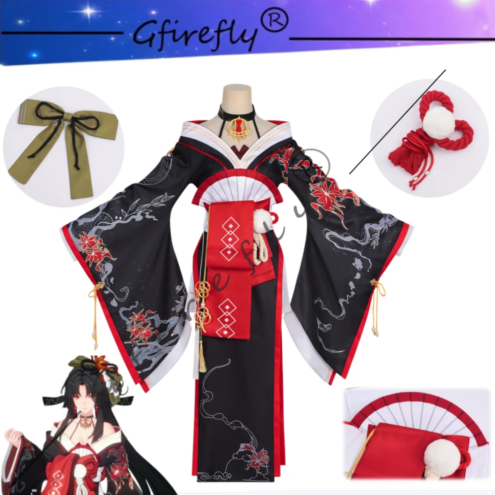 

Ashfall Xun Same Style Awakened Cosplay Costume Exquisite Black Kimono Full Set Adult Women Halloween Carnival Party Stage Wear