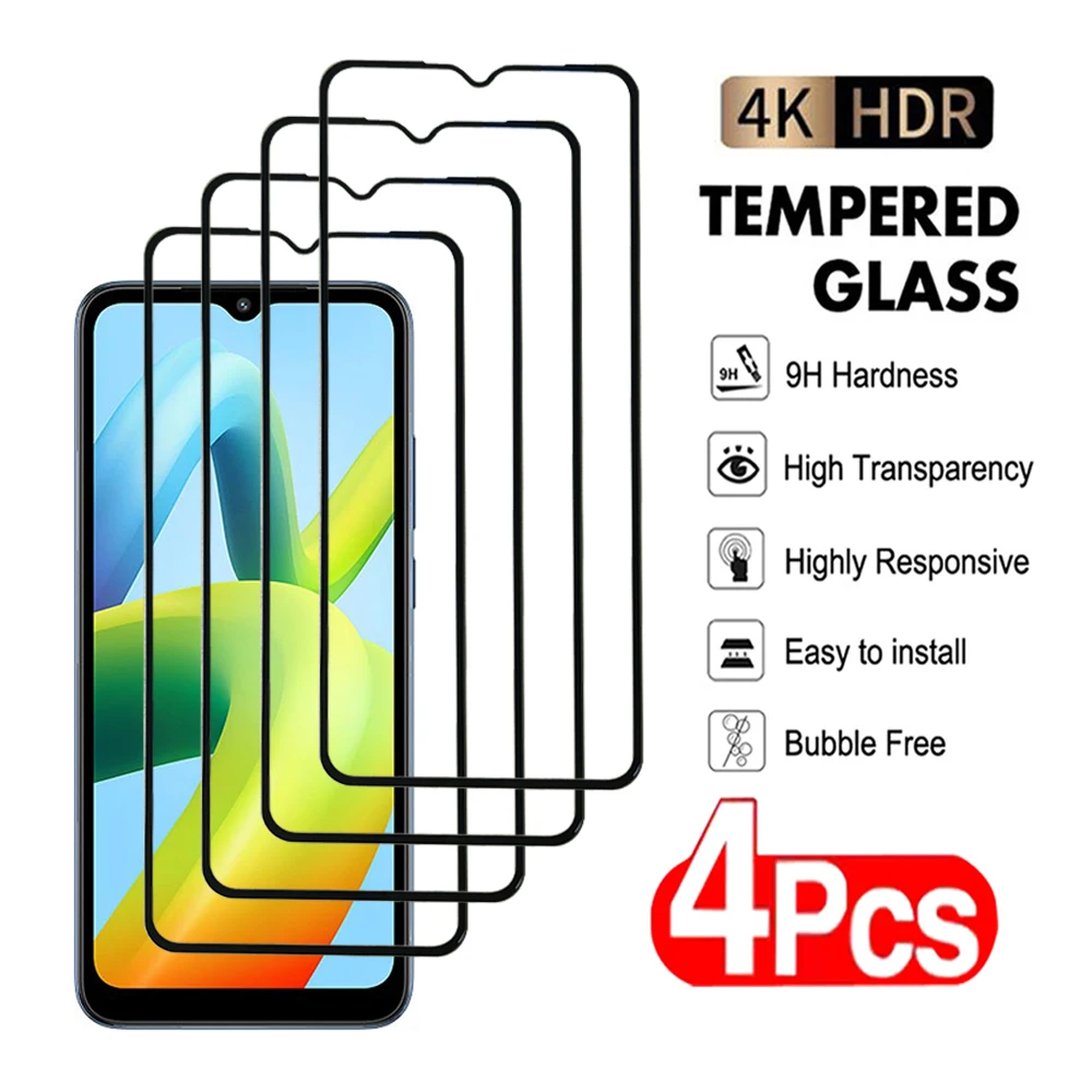 4Pcs Clear Transparent Tempered Glass For Xiaomi Mi POCO F3 F4 F5 GT Pro C50 C51 C55 C65 Screen Protector Protective glass Film