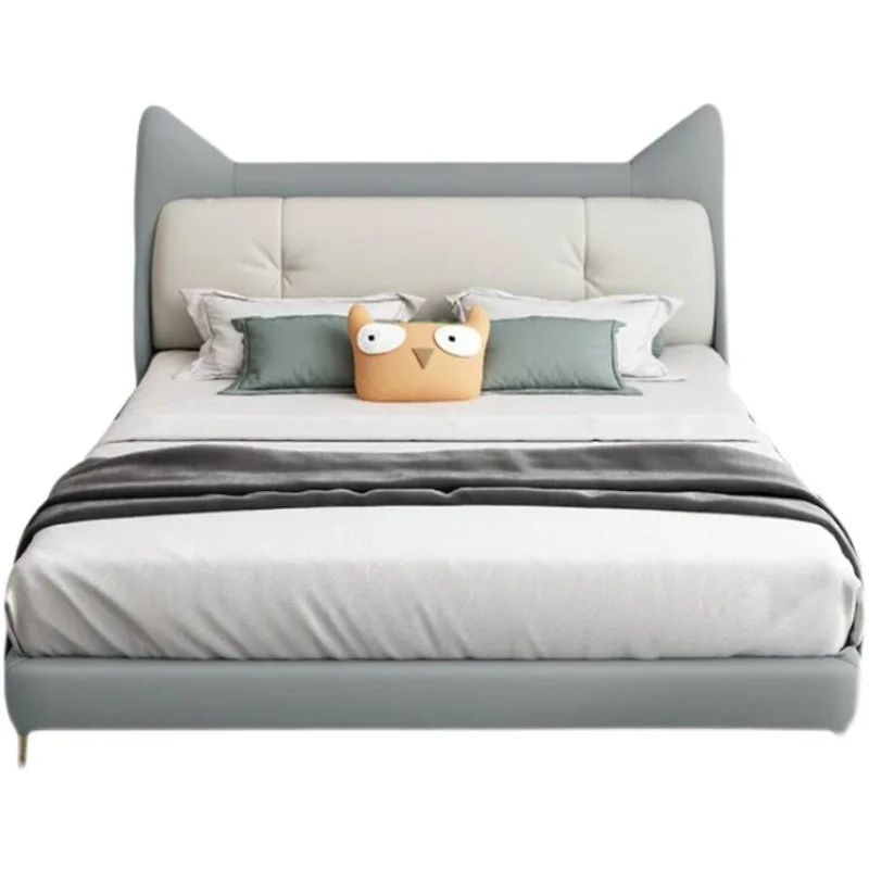 

Children's bed, Italian modern minimalist Nordic technology cloth leather bed