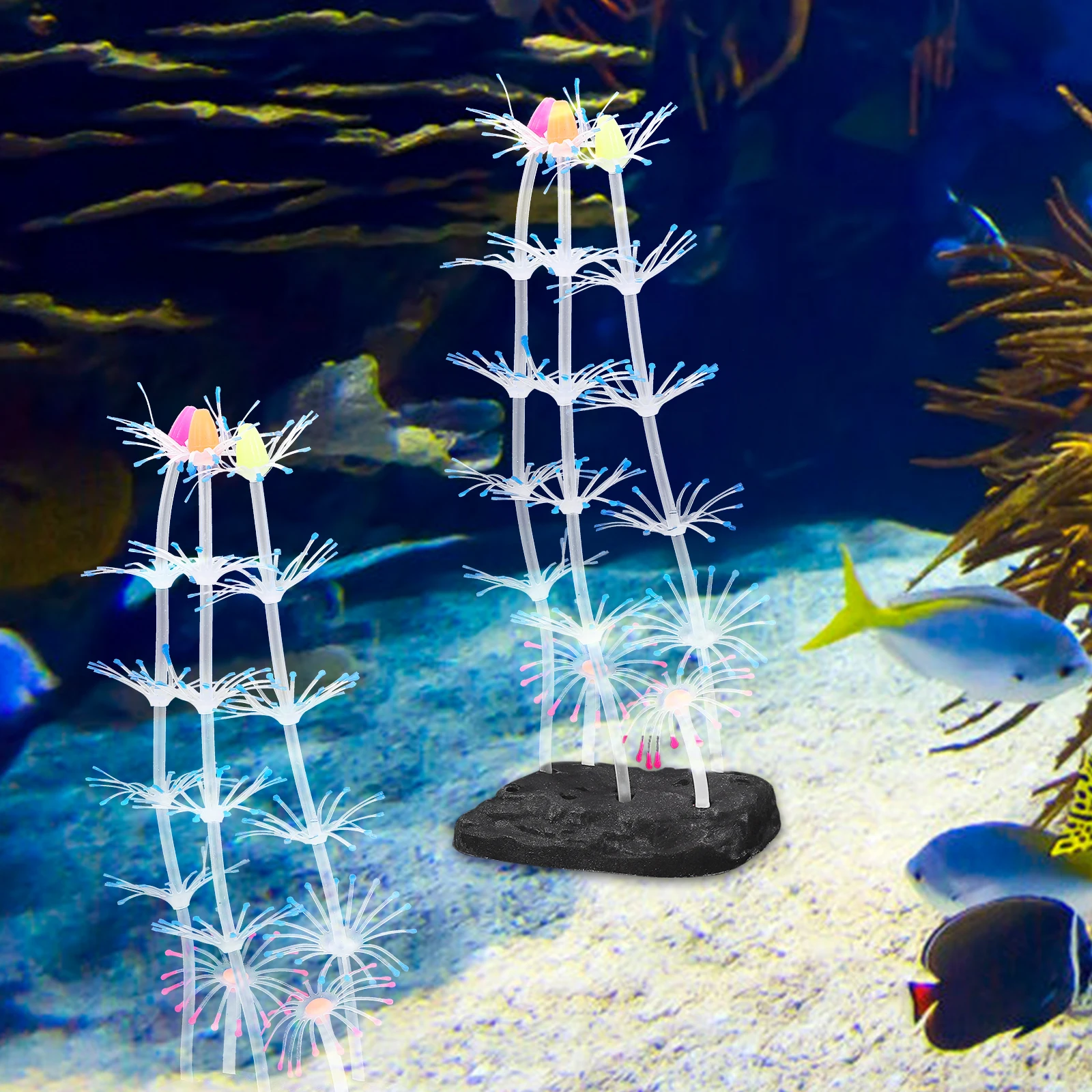 

Fluorescent Coral Aquarium Decoration Artificial Simulated Ornaments Plants Plastic Fish Tank Decorations Underwater Glow Soft