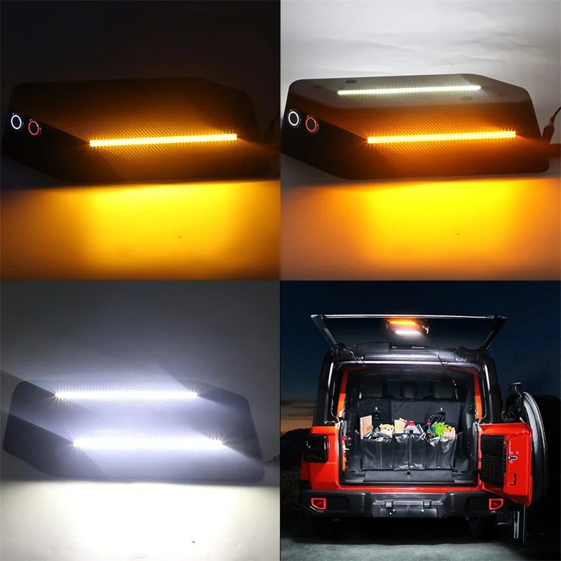 LED Car Tail Lights Rear Cargo Trunk Light Tailgate Lamp lashing Amber Color Warning Light For Jeep Wrangler JL JLU 2018-2021