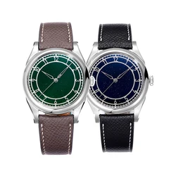 HUASUO 38mm Blue Or Green Aventurine Dail Men's Watch Automatic Movement SW200 316L Stainless Steel Wristwatch Sapphire Crystal