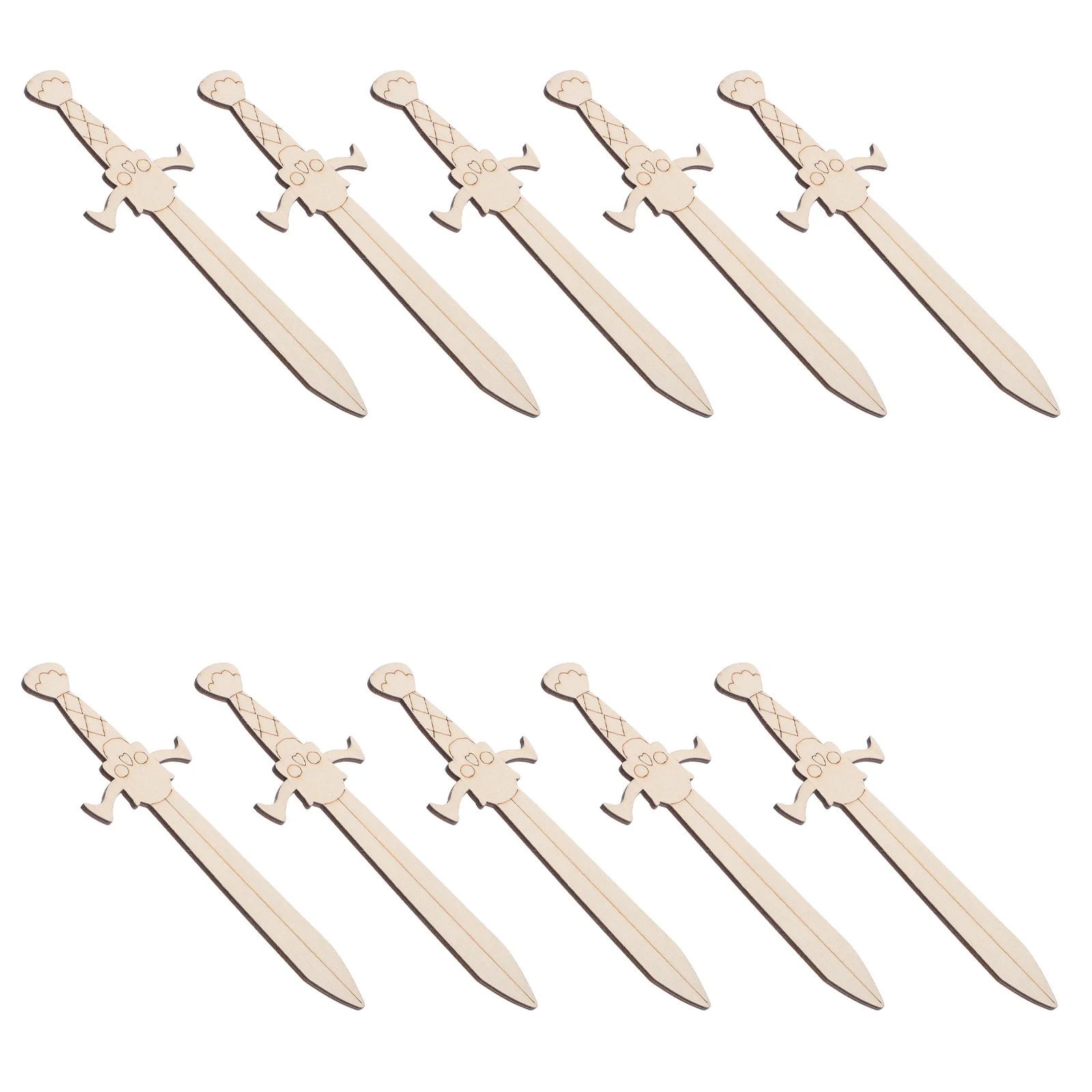 20개 나무 DIY 장식품: 어린이를 위한 자연스러운 마감 해적 검 공예품 - 창의적인 프로젝트를 위한 페인트칠 가능한 나무 조각