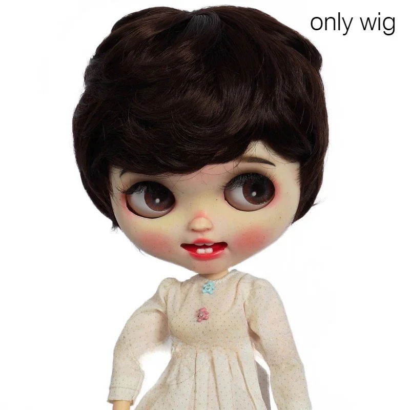 

Doll's Wig Short Hair with Bangs Fit To Head Circumference 25-27.5cm Blyth Doll Toy Dress Up Play House Doll Accessories,No Doll