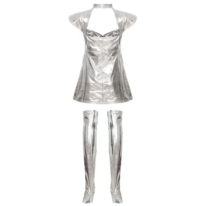 Halloween adulti Sexy Space Planet astronauta argento Costume Cosplay Nightclub Party Dance Pretty Girl Fancy Dress