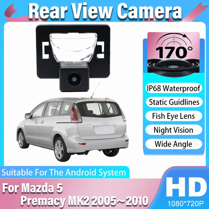 Car HD CCD Vehicle 1080X720P 170° Fisheye Rear View Camera For Mazda5 For Mazda 5 Premacy MK2 2005 2006 2007 2008 2009 2010 M5