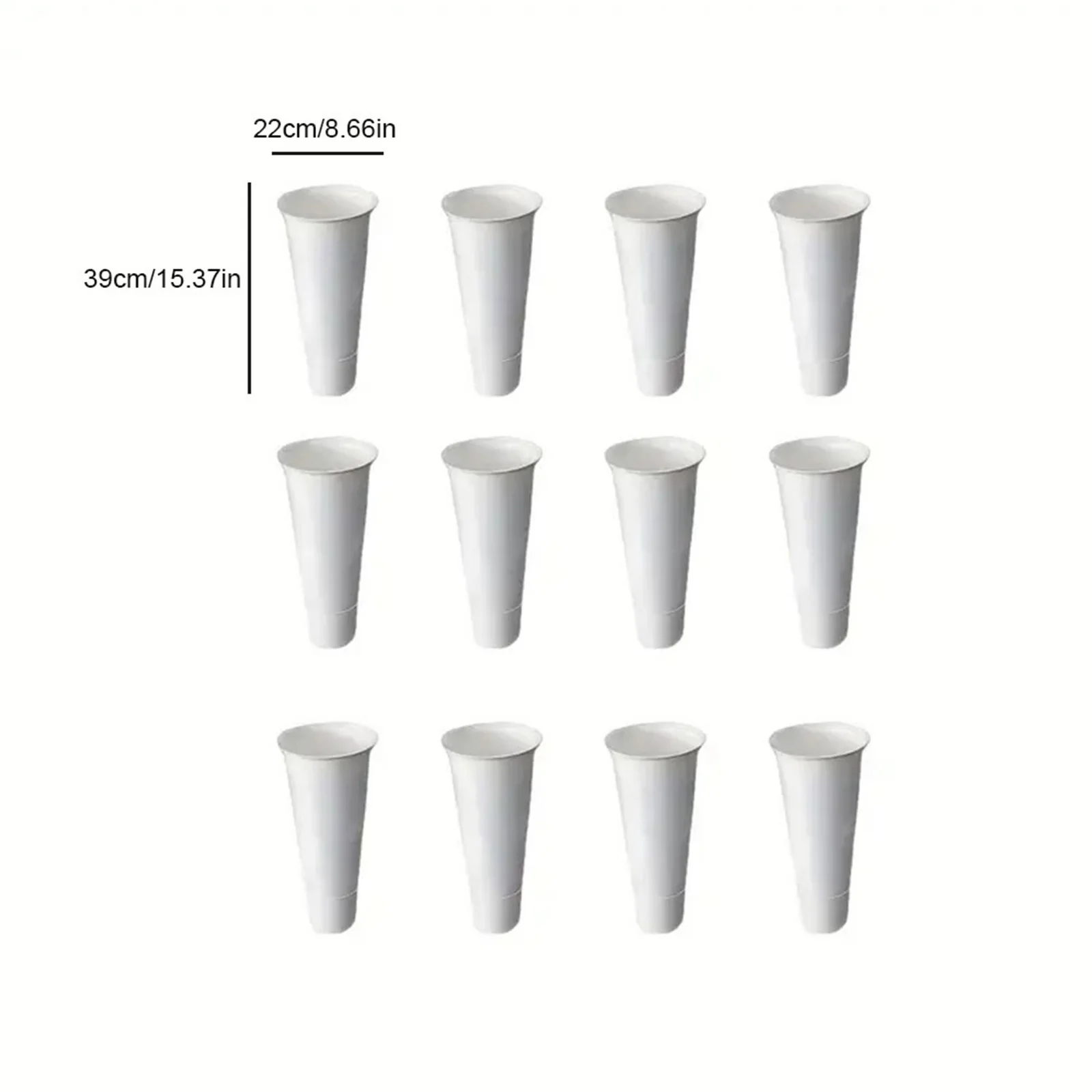 

12 PCS Flower Display Stand Buckets White Plastic Plant Stand Tapered Buckets Large Capacity Buckets for Balcony Garden