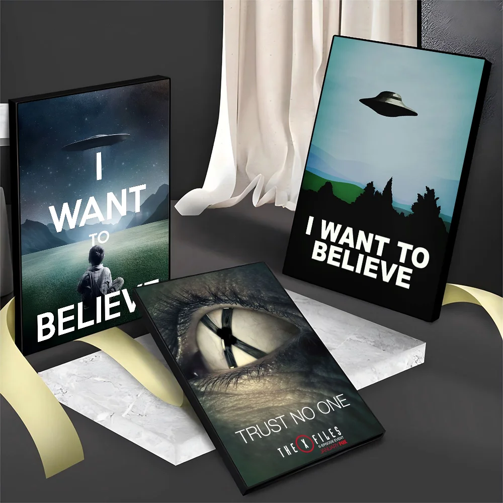 The X-Files I Want To Believe Vintage Posters Sticky Retro Kraft Paper Sticker DIY Room Bar Cafe Stickers Wall Painting