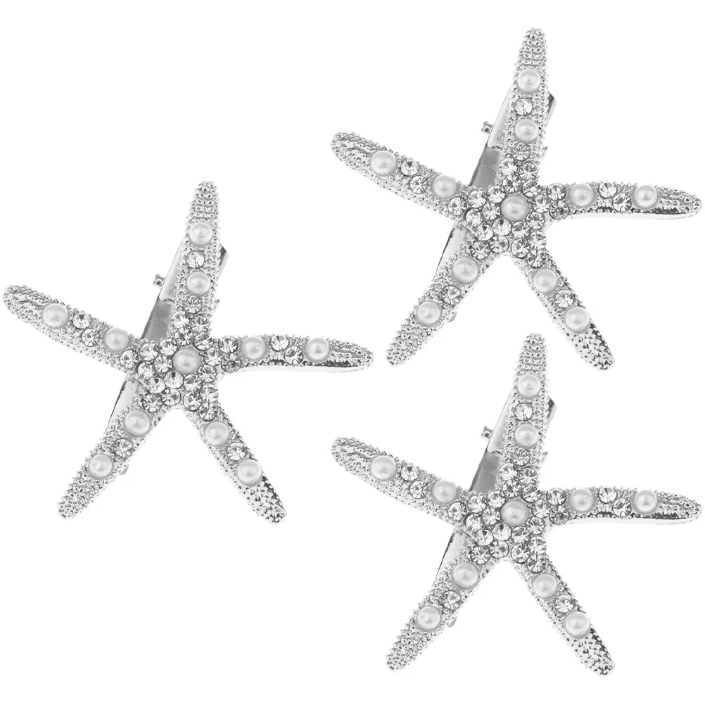 

3 Pcs Starfish Hairpin Girls Hairpins Wedding Accessories for Brides Barrette Barrettes Women Decor