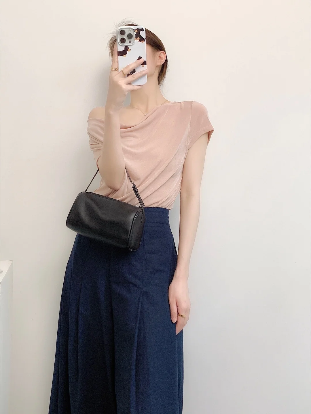 

Летняя футболка FlowGaga Liquid Moonlight Thin с одним открытым плечом, из ацетатного волокна, для комфортного охлаждения, универсальный крой