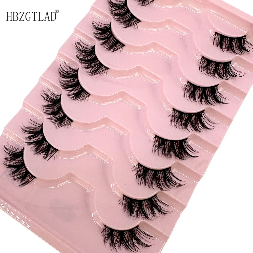 8Pairs Cat Eye Half Lashes Natural Wispy Soft Fluffy Half Mink Lashes Fox Eye Reusable False Eyelashes Eyelash Extension Makeup