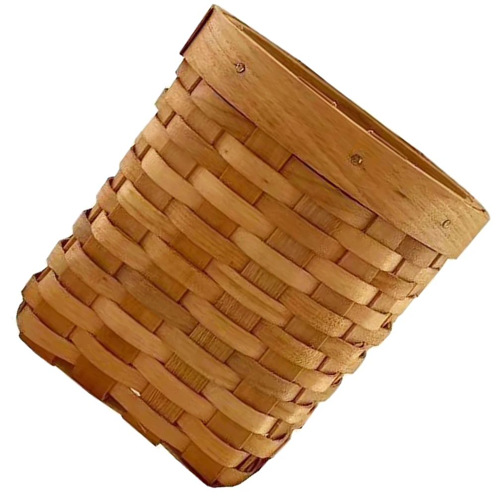 

Sturdy Woven Mini Flower Basket Pen Holder Desktop Pencil Cup Simple Fashionable Design Wood Style for Desk Storage