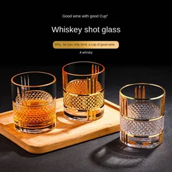 European-Style Whiskey Glass for Household Wine, Handmade Crystal Glass, Shot Glass, Beer Steins, Luxury Gold