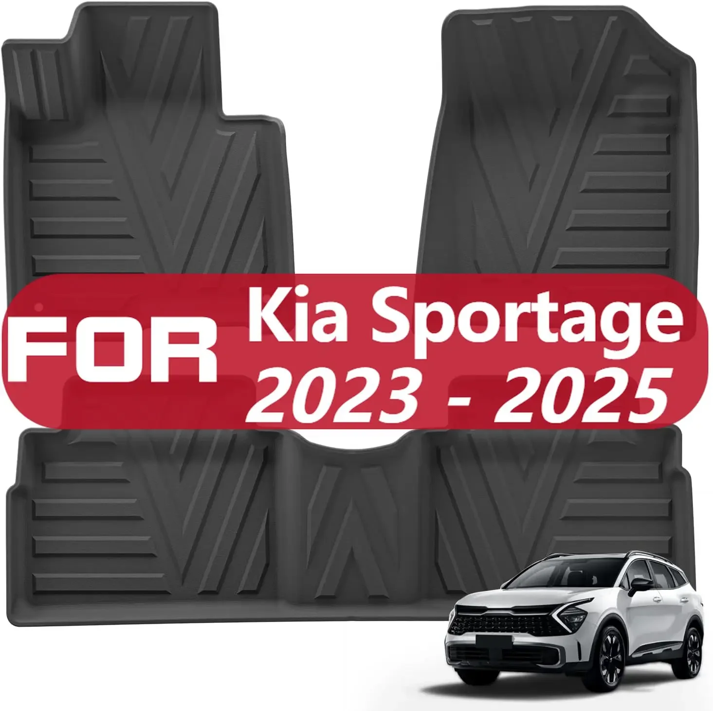 

Floor Mats for Kia Sportage Plug in Hybrid (PHEV) 2025 2024 2023 All Weather Floor Liners TPE Accessories 1st & 2nd Row Car Mats