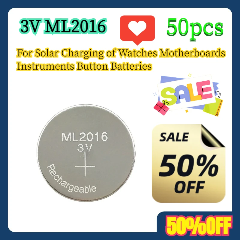 

50pcs For Solar Charging of Watches Motherboards Instruments Button Batteries 3V ML2016