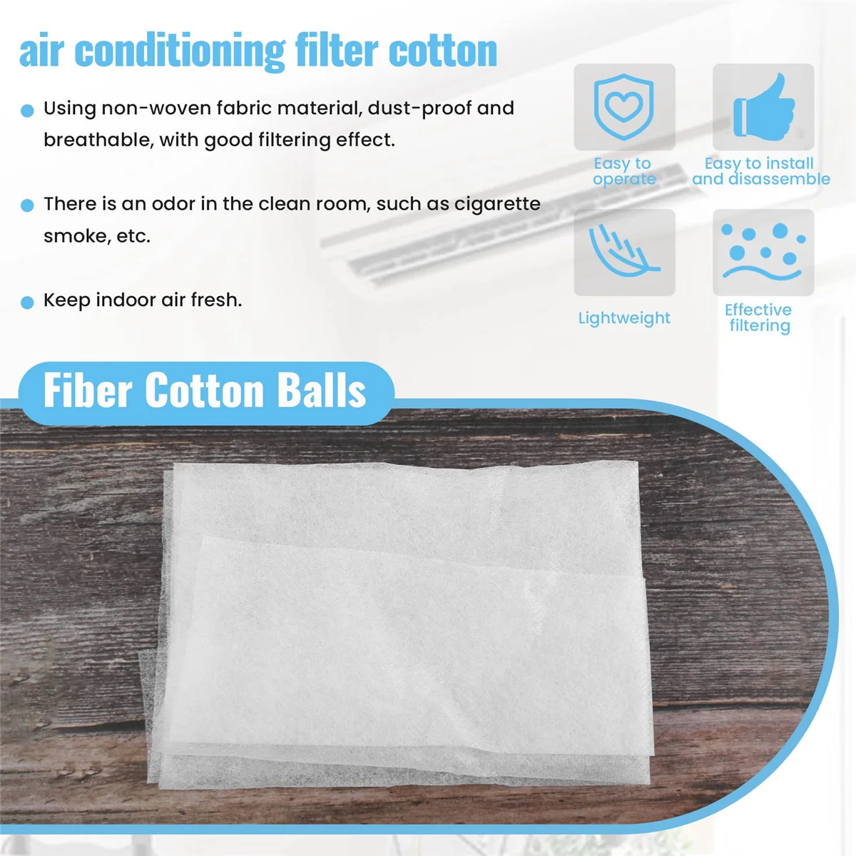 6Pcs Air Conditioning Filters Wind Outlet Cover Self-Adhesion Cuttable Air Conditioner Purifying Cotton Net 40X35cm