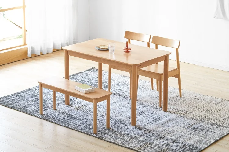 Modern Nordic Style Solid Beech Wood Dining Room Furniture Wooden Dinner Table Set