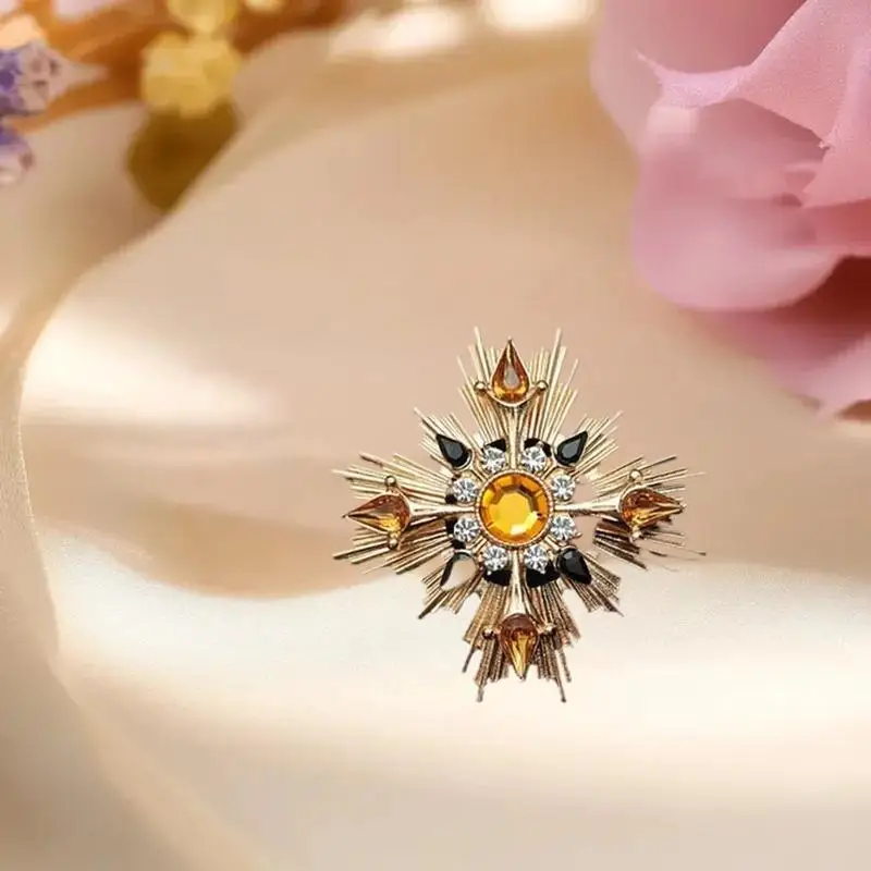 القرون الوسطى خمر الغربية العتيقة بروش الصليب خمر ضوء النجوم كريستال دبوس المرأة معطف الملابس والمجوهرات والاكسسوارات الهدايا