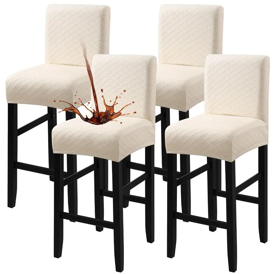 

Waterproof Bar Stool Covers 4 PCS, Stretch Chair Slipcover for Pub Tall Chair with Backs Counter Barstool Cover Removable Washa