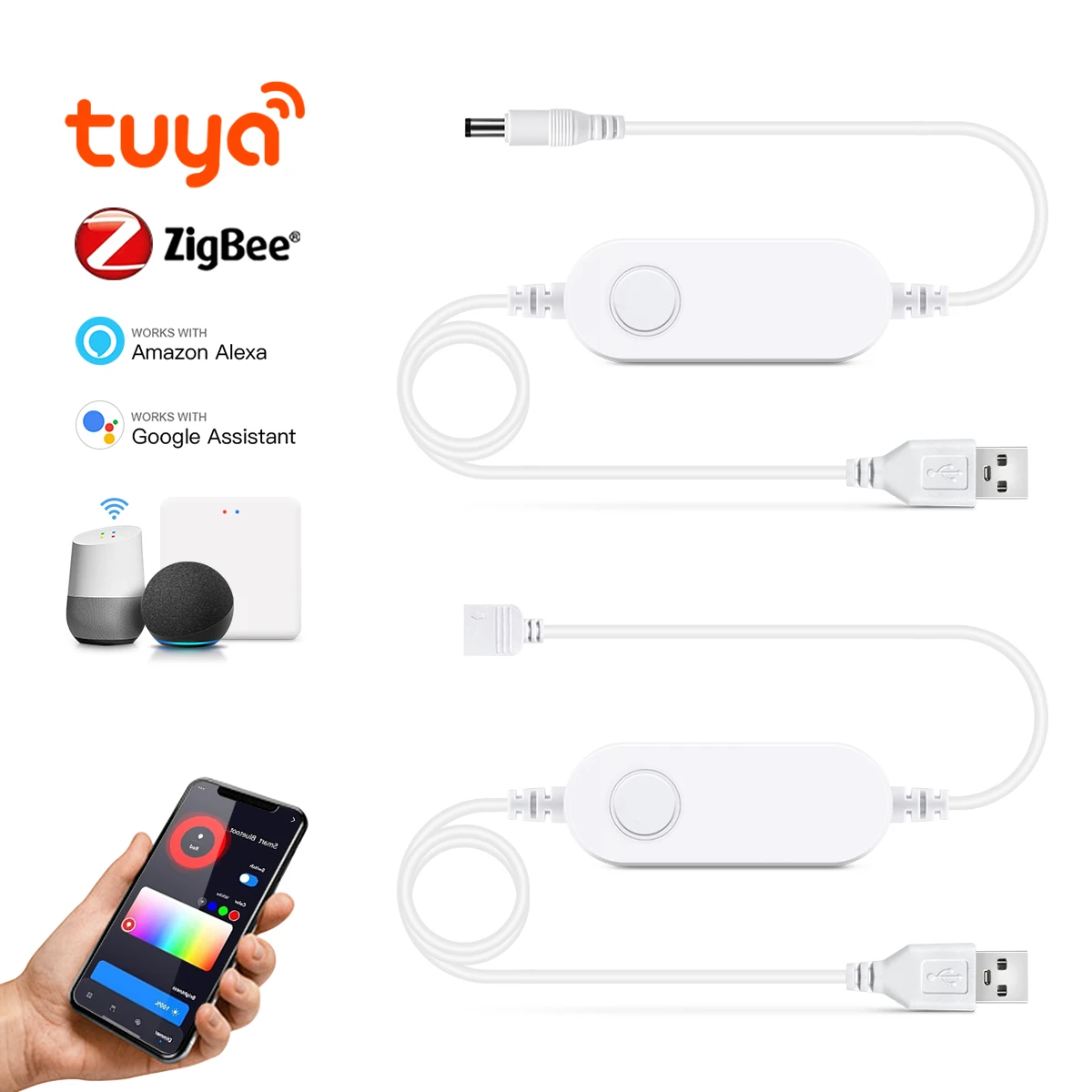 5V USB Zigbee 3.0 WiFi LED RGB/Single Color Controller Switch Work With Smart Tuya Gateway Hub SmartThing Alexa Google Home ﻿