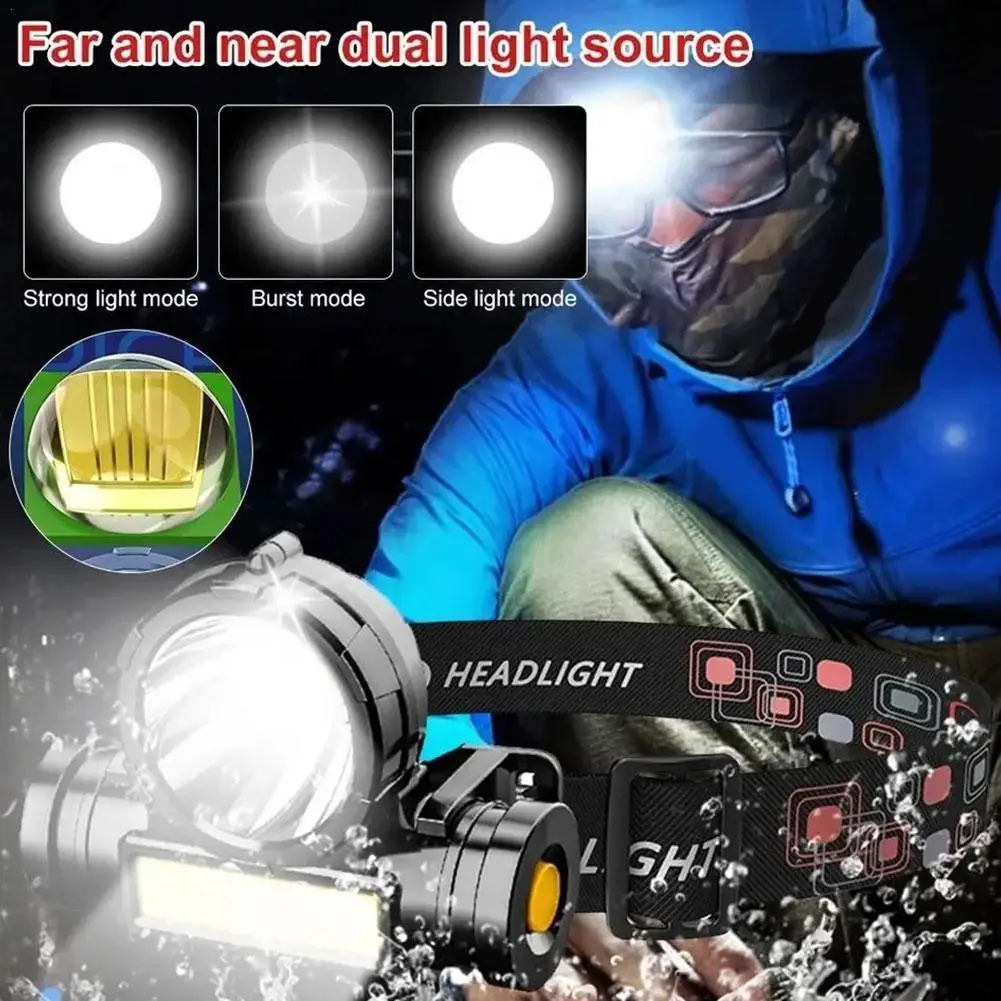 

LED Sensor Headlamp Camping Search Light Head Flashlight Rechargeable Powerful Head Lamp Front Lanterns Headlights 5 Styles