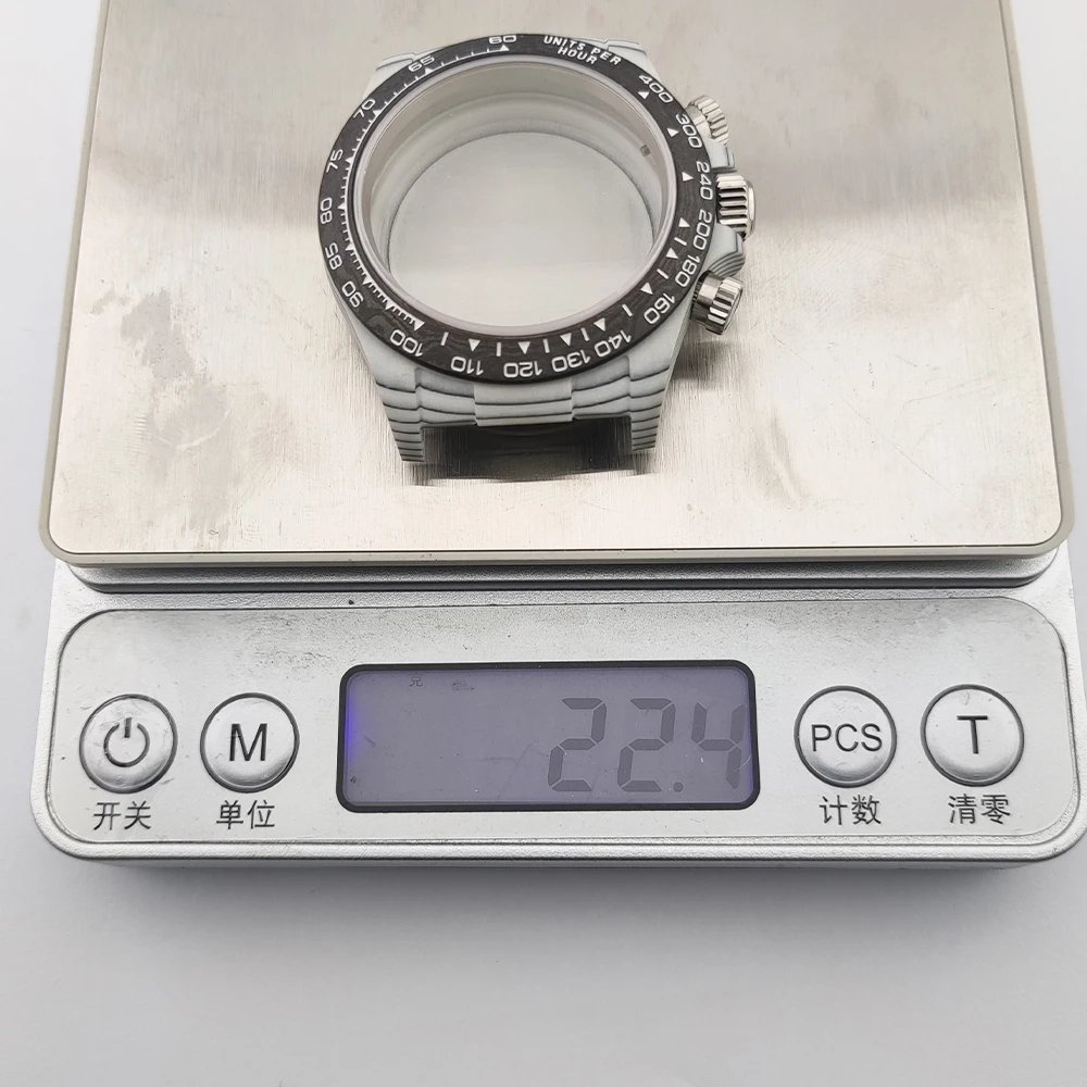 VK63/4130 Movement Carbon Fiber Case 38mm Carbon Fiber Bezel Sapphire Glass Multi-functional Watch Case vk63 watch Width 20mm