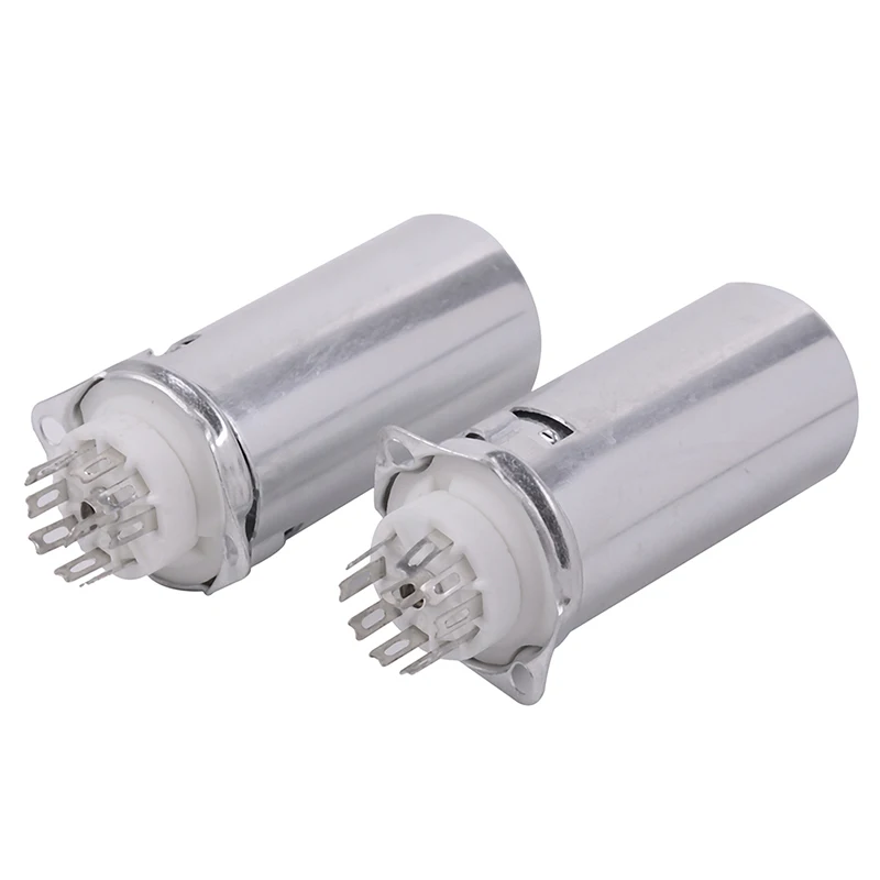 

New Hot 2pcs Ceramics Socket GZC9-F-B-55 9 Pin Silver With Shield Caps Scaffolding Tube Socket Tube Sockets For 12AX7