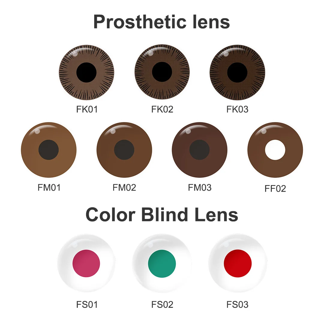 Neue PSEYECHE Prothetische Kontaktlinsen für Farbblindheit, Farbblindheits-Prothesenlinsen, Künstliche Augen-Kontaktlinsen 14,2mm Jahreslinsen