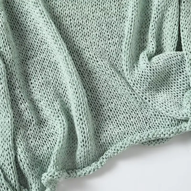 Tangada 2024 Autumn Winter Women Green Slash Neck Loose Knitted Sweater Jumper Female Pullovers 4C096