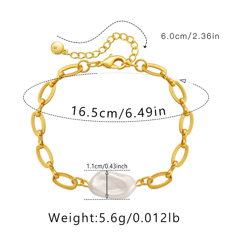 Irregular Freshwater Pearl Bracelet 18K Gold Plated Oval Chain Grace Women Waterproof Jewelry Elegant Female Accessories image 5