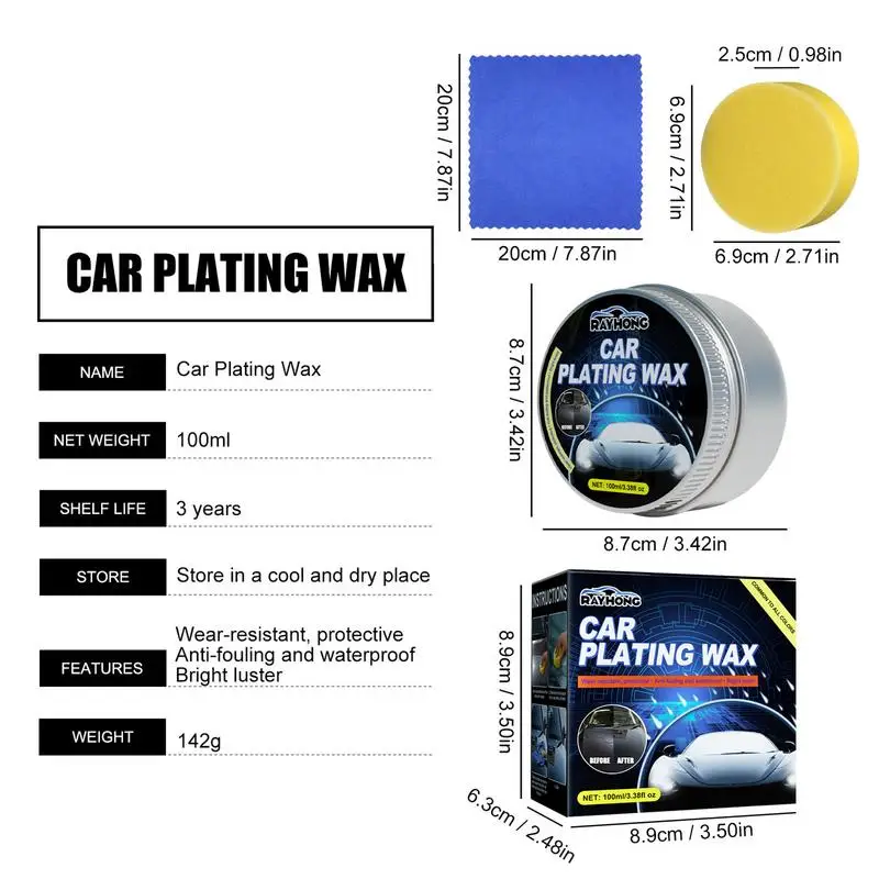 Car Wax Set High Gloss Crystal Wax For Car Care Polish Car Coating Protection Crystal Plating Mirror Shine Protective Sealant