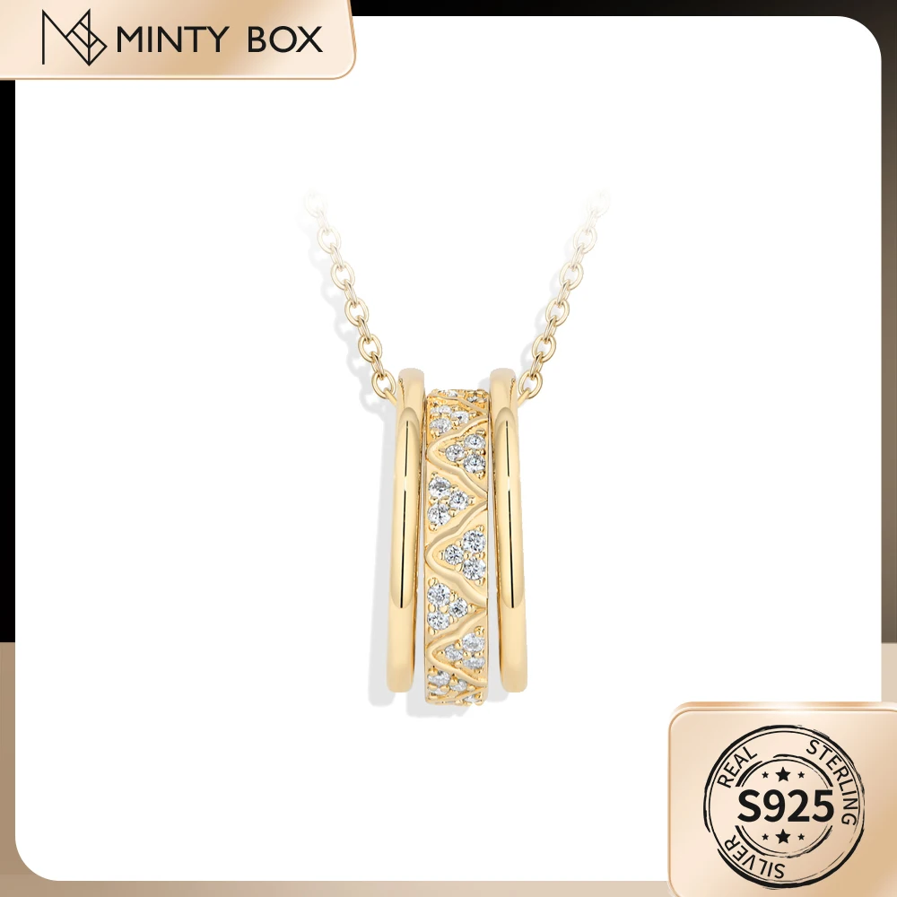 MINTYBOX Moissanite Necklace 3 Circles D VVS1 925 Sterling Silver Rotatable Round Pendant for Women Engagement Wedding Jewelry