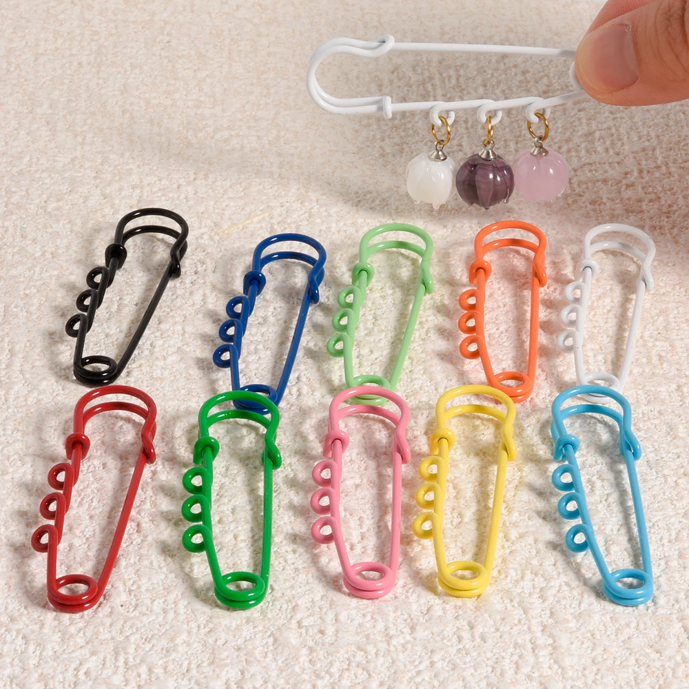 10/30/50/100pcs Painted Paint Color Belt With Three Hole Large Pin Waist Safety Pin Diy Jewelry Brooch Accessories Loose Jewelry