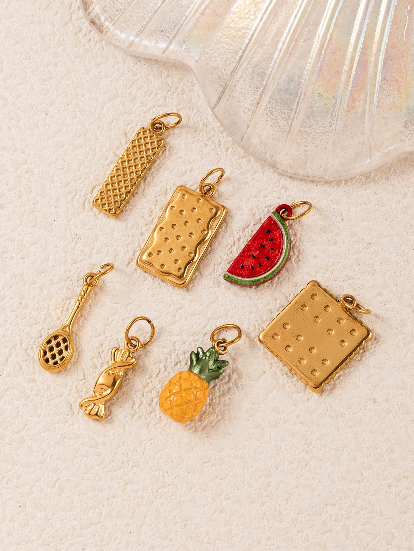 316 Edelstahl Wasserdicht Farberhaltend Einfach Frisch und Niedlich Keks-Ananas DIY Anhänger Charms Schmuck – Detail 2