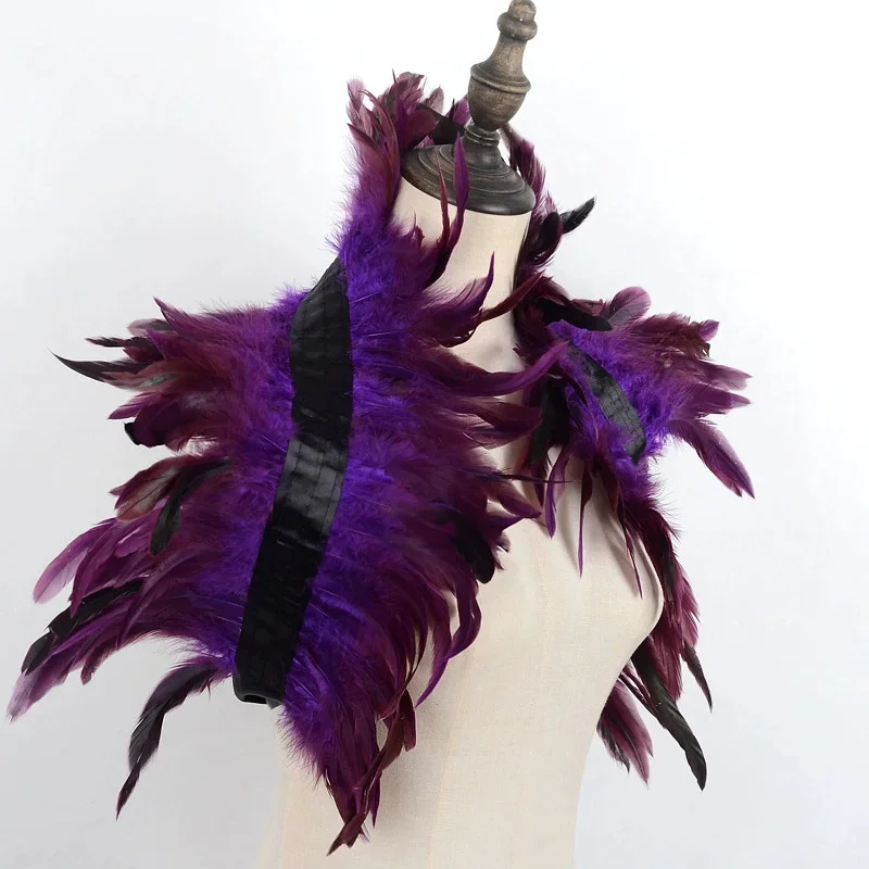 Real Feather Cape Collar Swan Gothic Design for Women Halloween Stage Show Gothic Lolita Shoulder Wrap