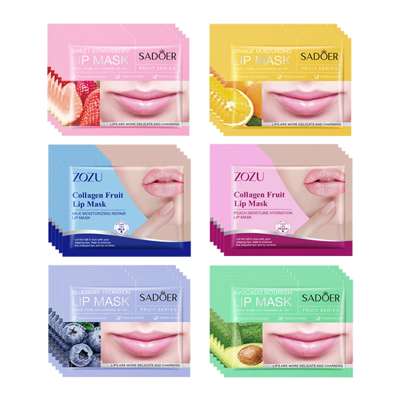 30pcs Fruits Lip Mask Moisturizing Nourishing Collagen Lip Patches Plump Lips Beauty Skincare Lips Pads Lipmask Skin Care