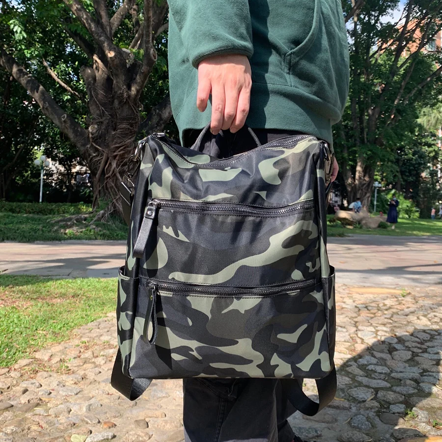 

New Korean camouflage backpack fashion waterproof nylon cloth large capacity multi-purpose travel bagpack unisex black rucksack