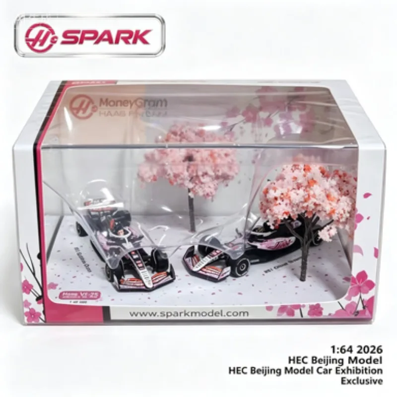 

2026 HEC Beijing Model Car Exhibition Exclusive,SPARK 1:64 Cherry Blossom Haas F1 Team, Cherry Blossom Dual Car Set.