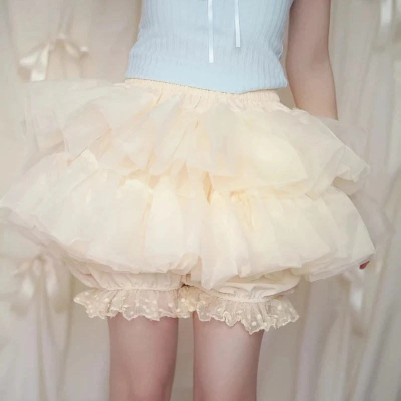 

Японские шорты в стиле кавай-лолита для женщин: повседневные, сетчатые, с кружевными оборками, в стиле Y2K JK, бриджи в стиле Харадзюку, милые короткие шорты