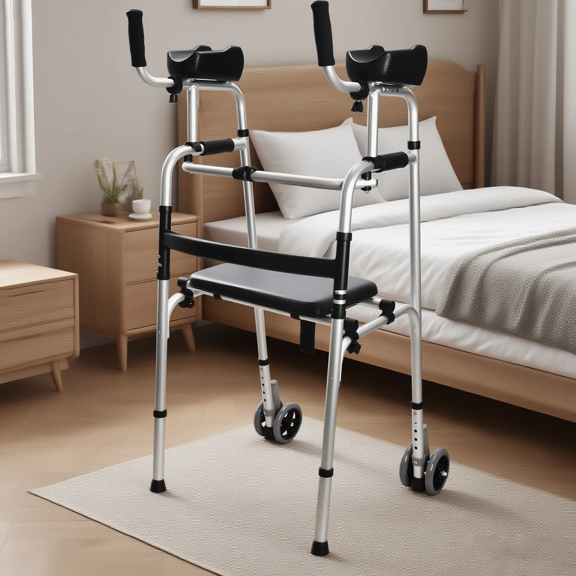 Ex-factory Price Lightweight Folding H Type Walker Rehabilitation Walking Aid For Elderly Nursing Home Batch Available