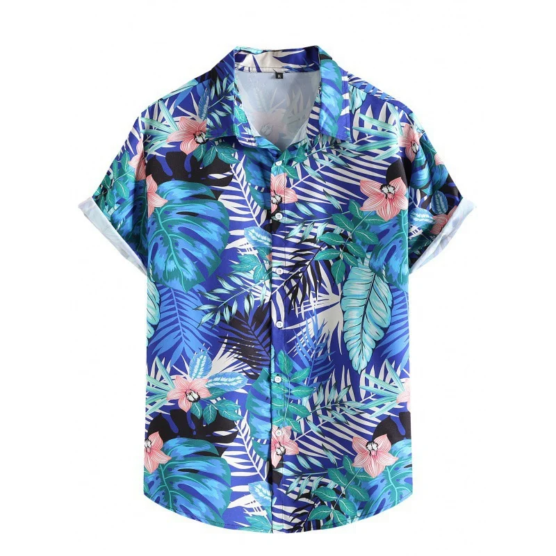 Chemise florale hawaïenne à manches courtes pour hommes et femmes, t-shirts de vacances de plage, chemisier à revers cool, vêtements d'été, impression Y-3D