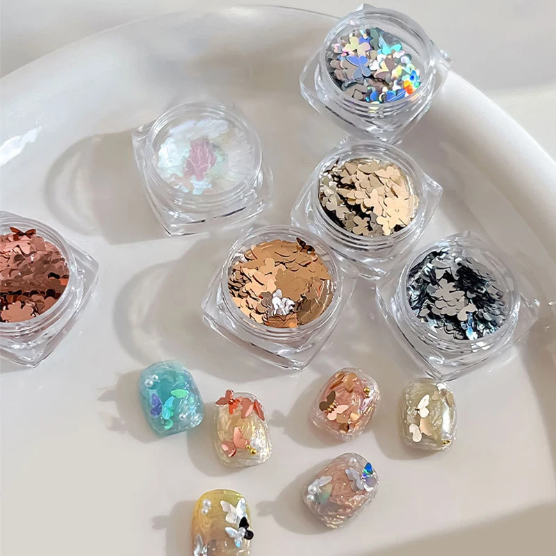 1 boîte de paillettes papillon pour ongles, Flash brillant, miroir, décoration de farine, Nail Art, bricolage, amateurs d'art des ongles
