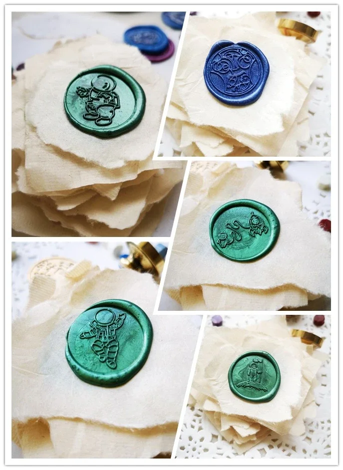 Galaxy Star Paper plane astronaut galaxy map plant Cherry blossoms compass Sealing Wax Stamps Wedding Wax Seal Stamp