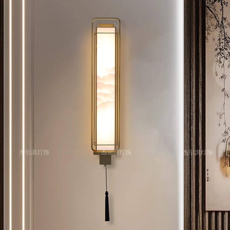

New Chinese style wall lamp modern simple hotel lobby banquet hall light luxury club aisle designer corridor lamp customization