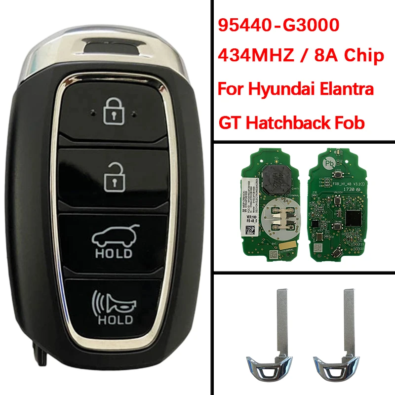 

CN020221 Original 4 Buttons Smart Remote Key Fob 8A Chip 434Mhz FCC 95440-G3000 For Hyundai Elantra GT Hatchback
