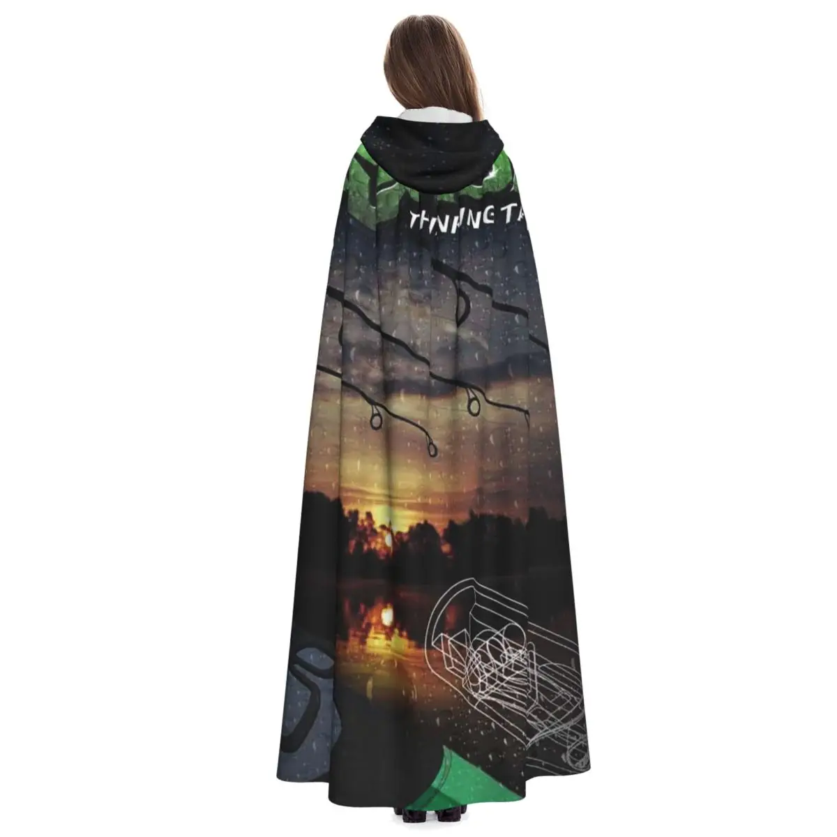 Korda-capa larga con capucha y logotipo de pesca, disfraz Medieval de bruja, capa de Cosplay, abrigo de Halloween para adulto, Unisex